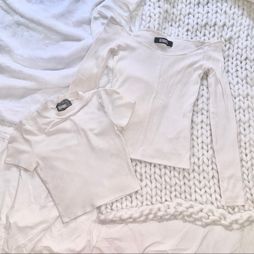 🚫SOLD🚫 REFORMATION Bundle White Ribbed Pine Top